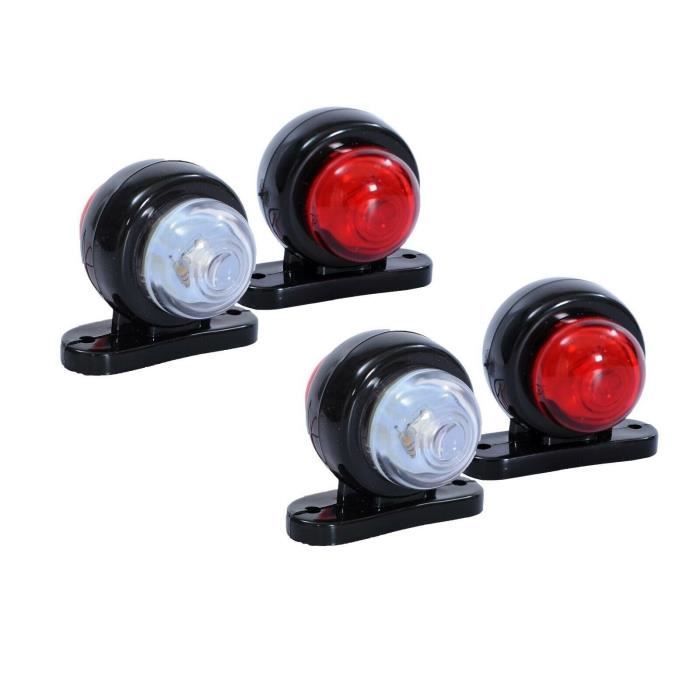 x 12V Red White Small LED Marker Lights for Truck, Caravan, and Trailer
