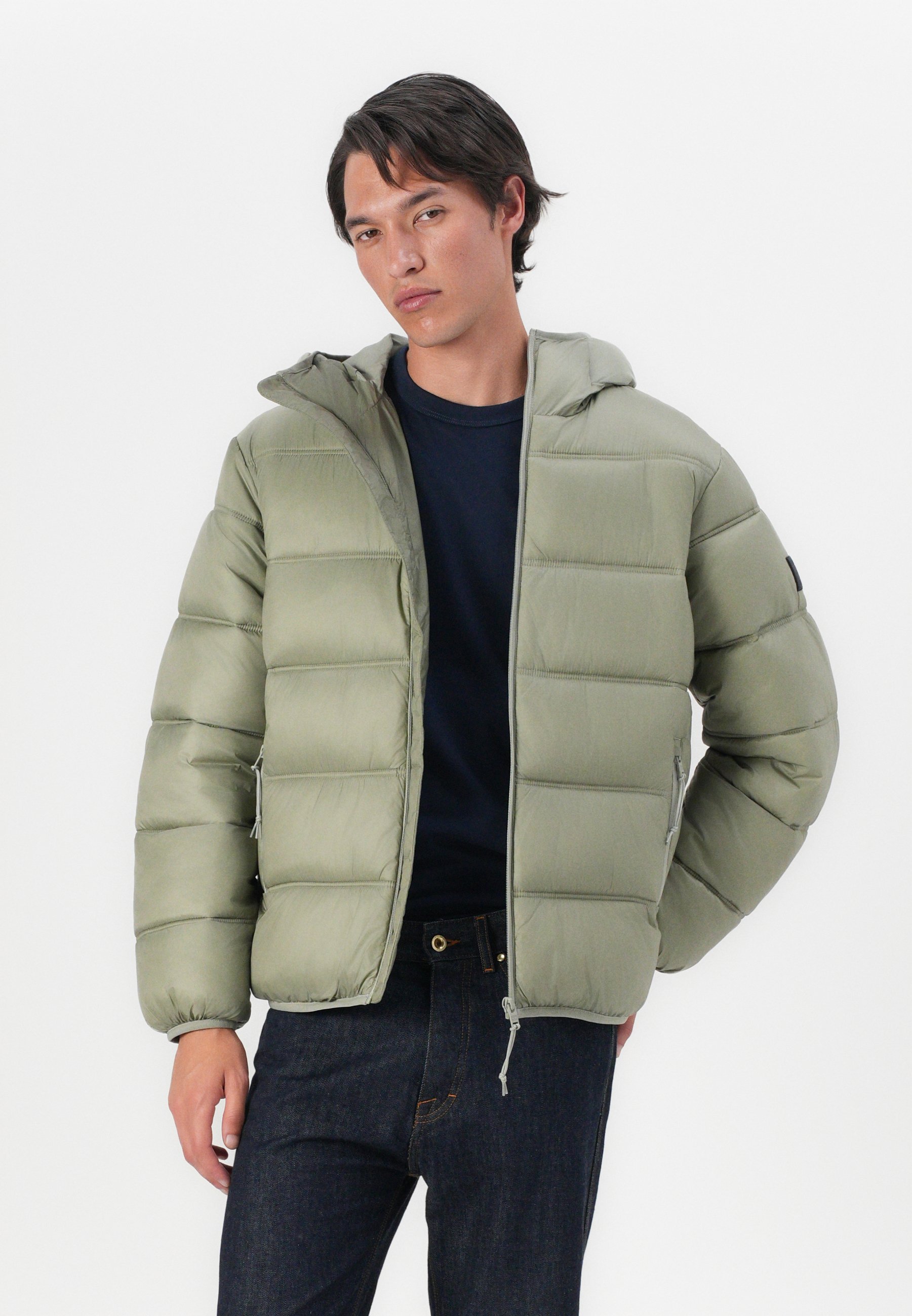 Tommy Jeans HOODED LOGO PUFFER - Žieminė striukė - tamsiai mėlyna