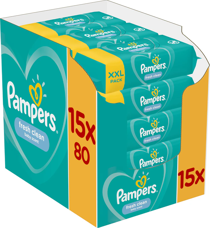 Pampers Fresh Clean Feuchttücher für Babys, geeignet für empfindliche Haut