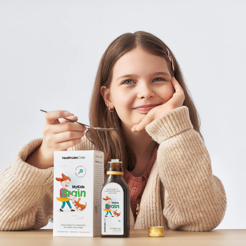Health Labs Care MyKids Brain, suplemento alimentar em solução oral para o bom funcionamento do coração e do cérebro.