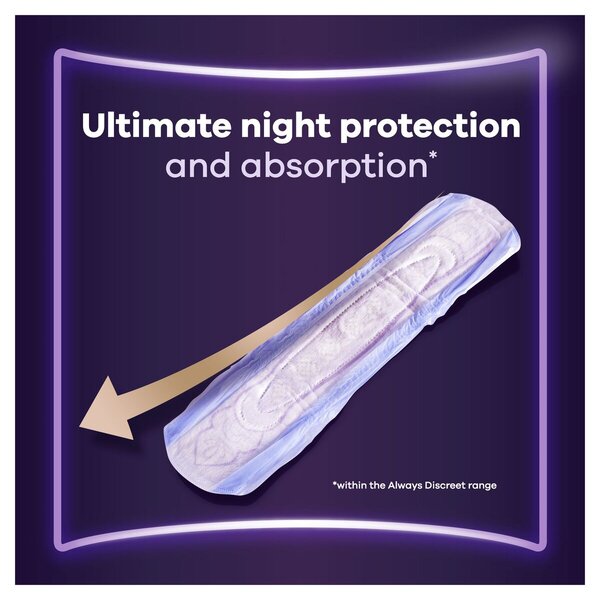 Absorventes noturnos Always Discreet para incontinência<br>Dispositivo médico - 16 unidades
