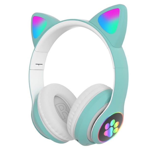 Smartek Kabellose Bluetooth-Kopfhörer mit Katzenohren und LED-Licht