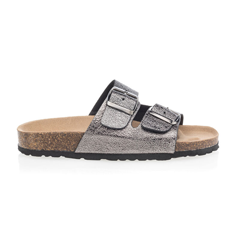 Graue Damensandalen / Zehenfreie Schuhe
