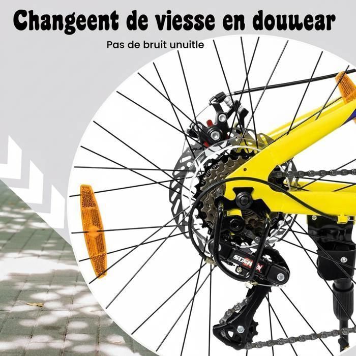 Premium 24-inch bicycle, 6-speed derailleur, unisex mountain bike, brakes and disc brakes, aluminum frame