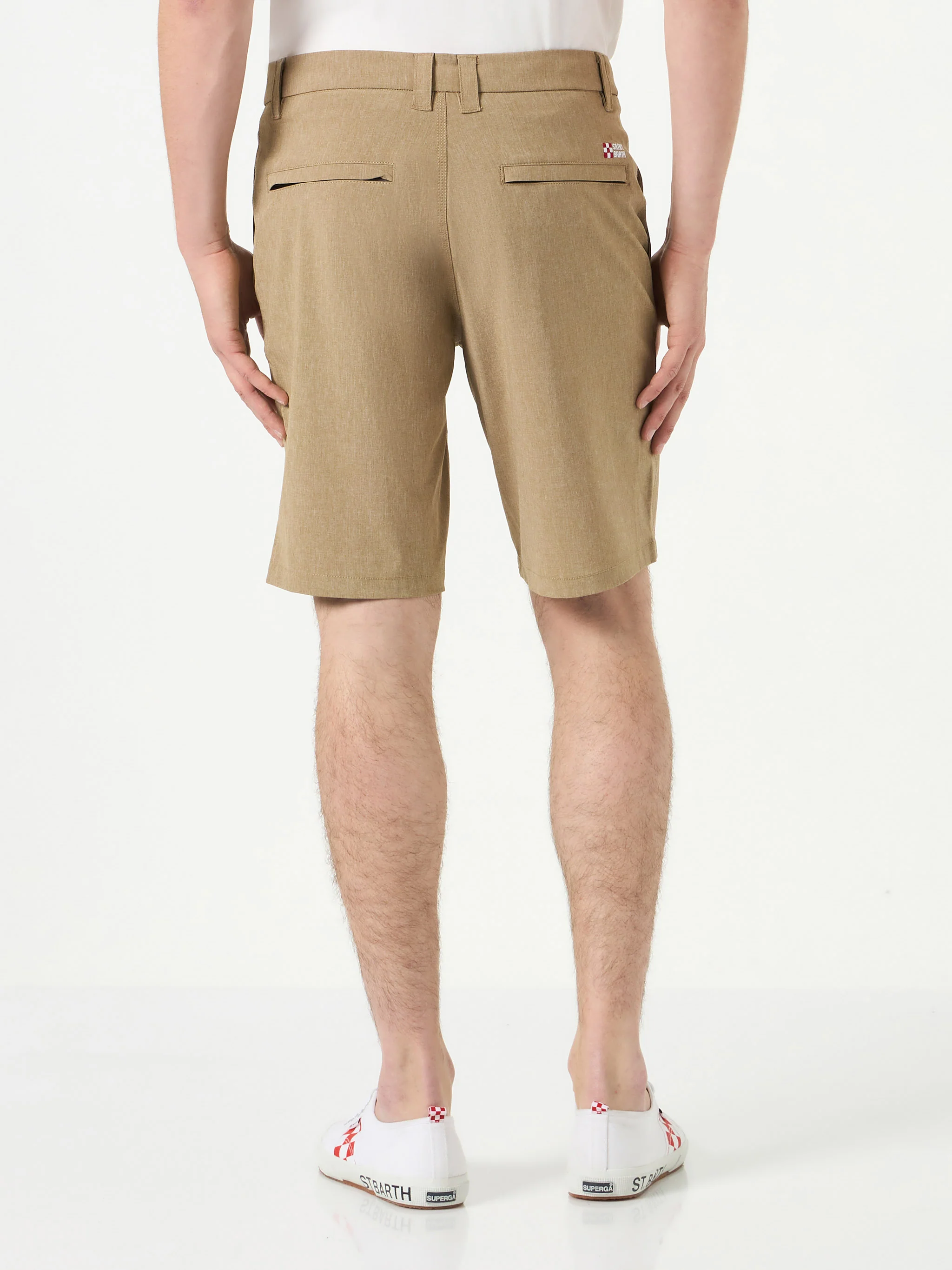 Herenbermuda van beige ripstopstof