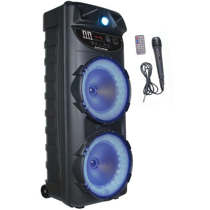 Enceinte nomade - INOVALLEY - MS02-XXL-N - Lumineuse - 1000 W - Bluetooth - Autonomie 2 à 3 heures - Fonction karaoké