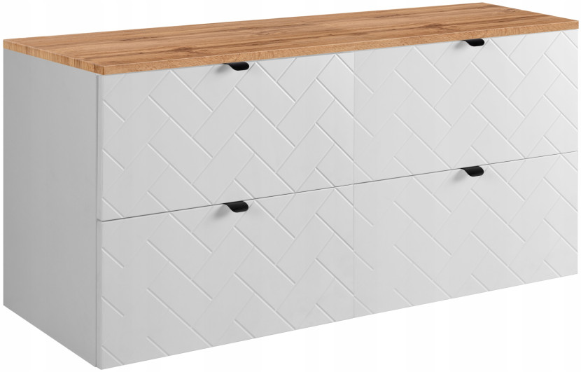 BIAŁA Szafka Pod Umywalkę 120 cm Blat WOTAN Wisząca MADIS