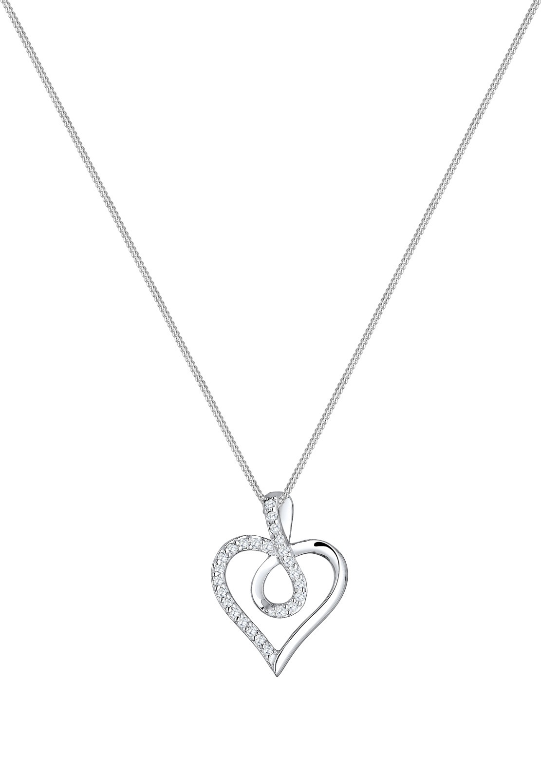 Elli Femme Infinité Symbole Coeur avec Cristal de Zircone - (925/1000) Argent