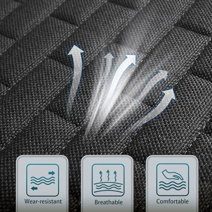 Funda para asiento de coche - PZCC - Negra - Lino - Universal - 1 funda trasera