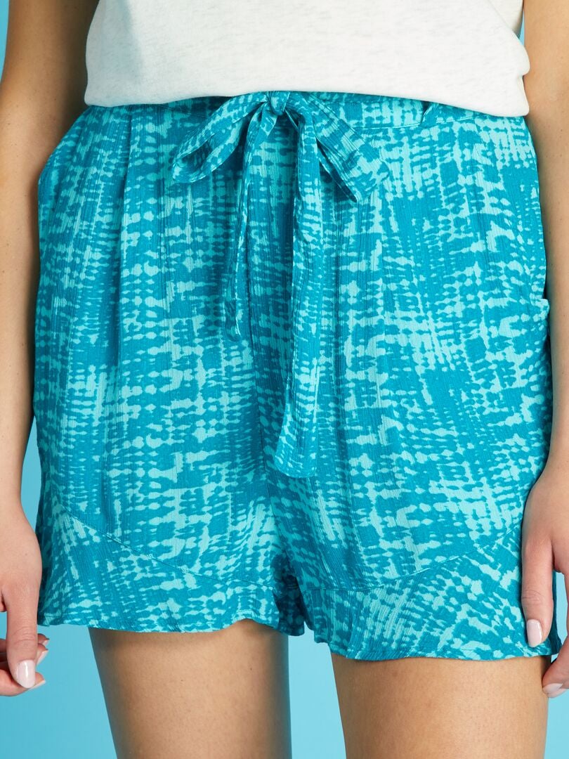 Shorts van crêpe-achtige stof - BLAUW