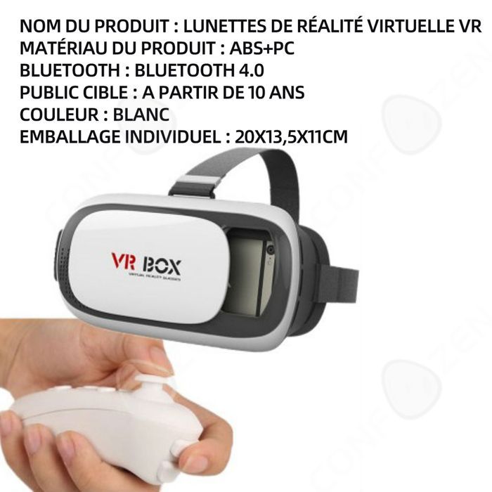 Visore per realtà virtuale 20x13,5x11cm ABS VR BOX Bluetooth 4.0 Visore 3D intelligente di ultima generazione per videogiochi