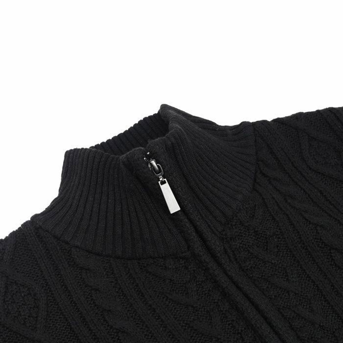Maglione da uomo Allthemen con collo alla coreana, maniche lunghe, tasca laterale, caldo e confortevole, colore nero.