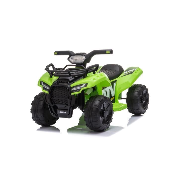 Mini quad eléctrico KiddoCruiser de 6 V con bocina, pedales, faro delantero, marcha adelante/atrás, juguete de cuatro ruedas a batería para niños pequeños.