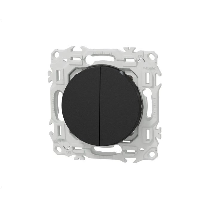 Schneider Odace S940214 - Interruptor doble convertible, bidireccional/pulsador, 10 A, negro ónix