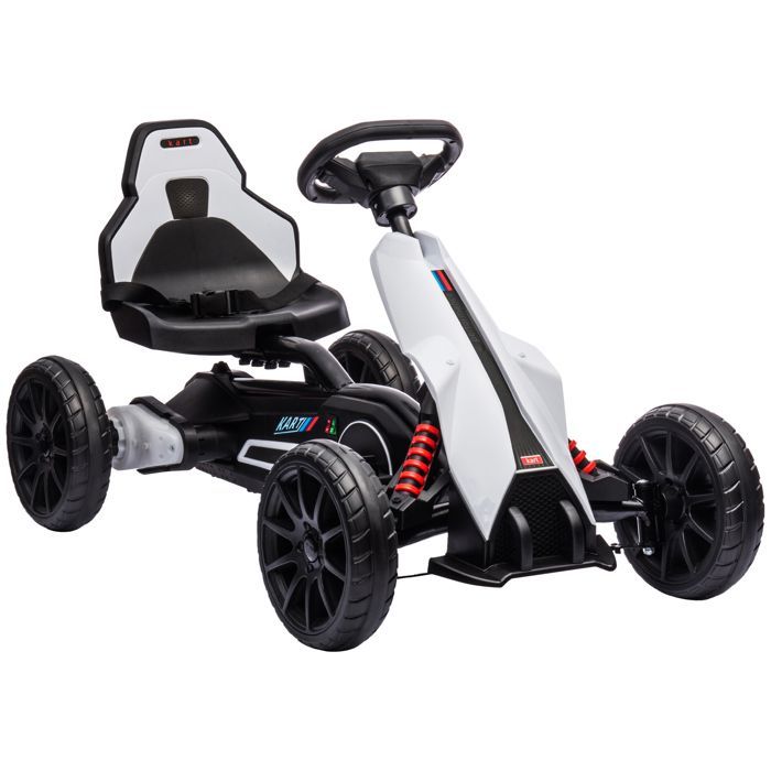 Go-kart eléctrico HOMCOM de 12 V para niños - Velocidad ajustable de 3 a 5 km/h para niños de 3 a 8 años - Asiento ajustable - Blanco