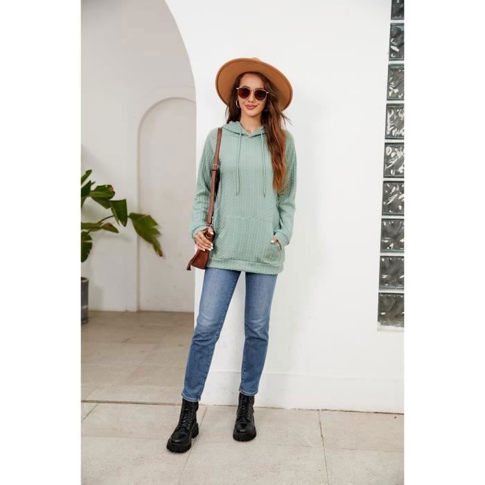 Sudadera con capucha de largo medio - INSFITY - Mujer - Manga larga - Sin cierre - Rosa