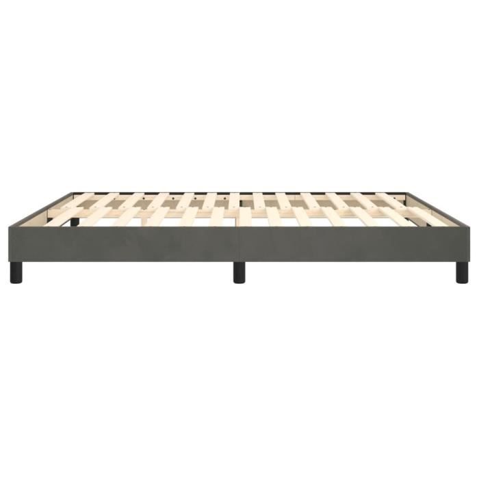 Base de cama con muelles DILWE - 160x200 cm - Terciopelo gris oscuro - 2 plazas - Patas incluidas
