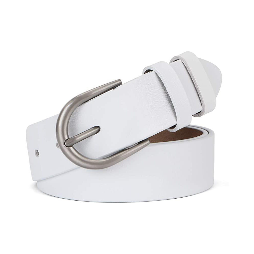 Ceinture en cuir pour femme, idéale pour pantalons, robes et jeans. Boucle en alliage brossé de la marque WHIPPY.