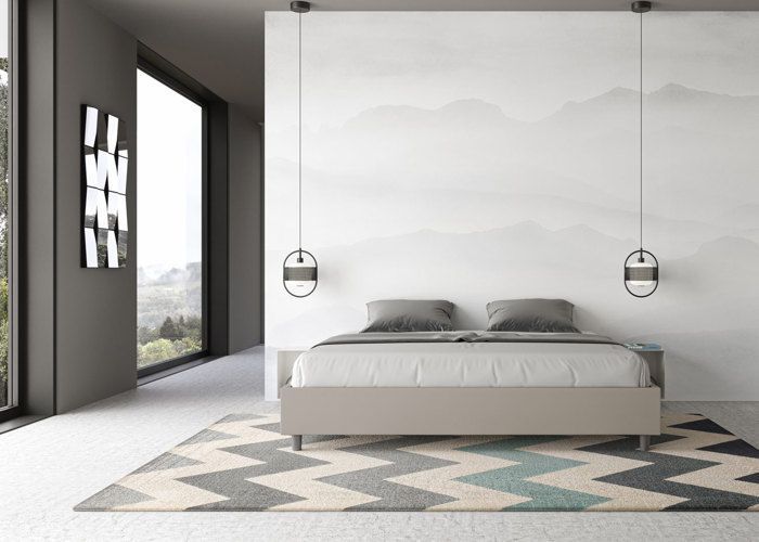 Estructura de cama king size - Ityhome - Azelia - Piel sintética color topo - 200x210 cm - Almacenamiento incluido