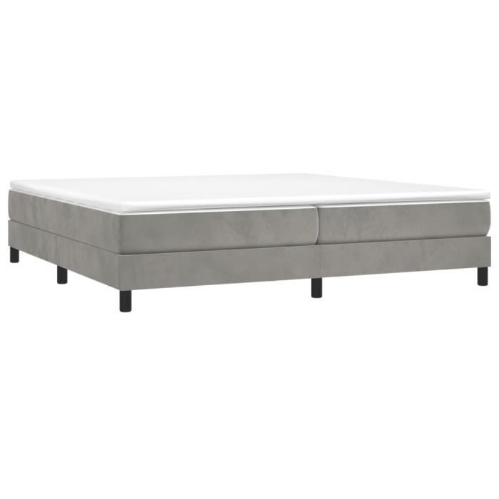 Rete a doghe - GAROSA - Velluto grigio chiaro - 200x200 cm - 2 posti - Montaggio semplice