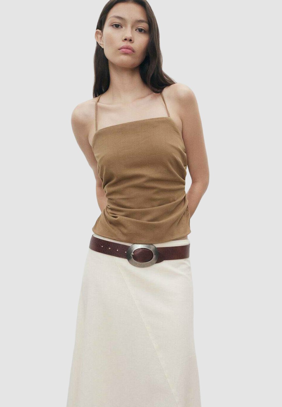 Mango ASYMMETRICAL MIDI - Fustă în linie A - alb-gălbui
