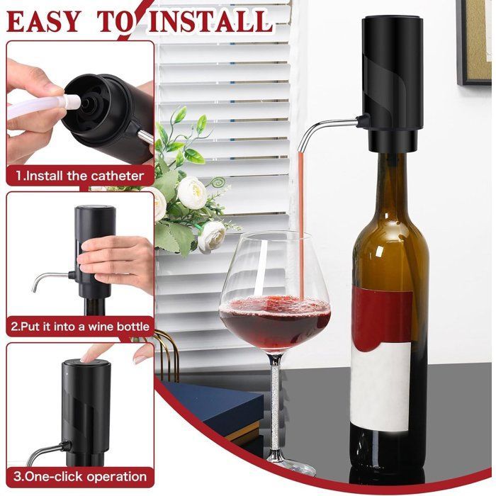 Jarra de vino - Aireador de vino eléctrico automático - Dispensador de vino con función de carga USB