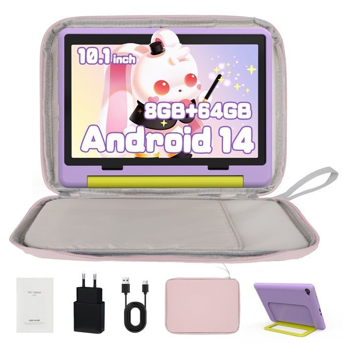 Tablette pour Enfant - KOTSREN - 10 pouces - Violet - 8 Go RAM - 64 Go (ext. 1 To, Android 14)