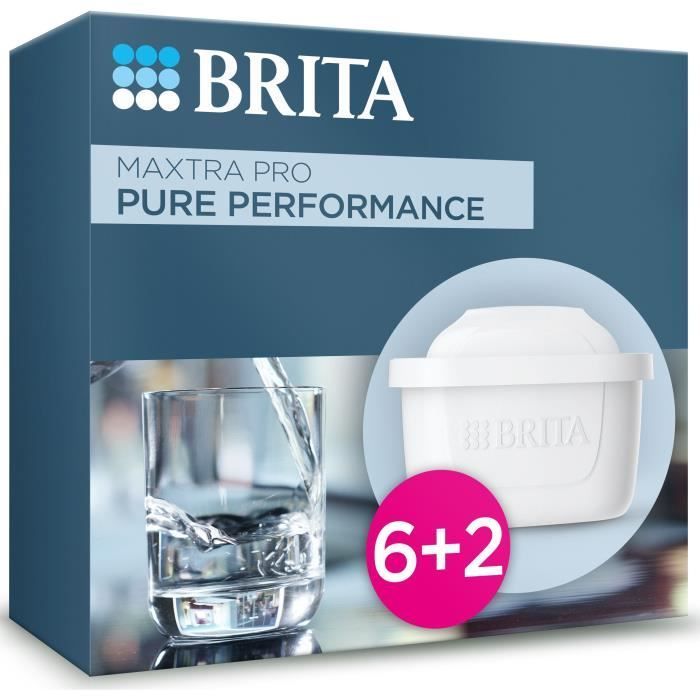 Cartouche BRITA - MAXTRA PRO Pure Performance All-In-1 - Pack 6+2 - Jusqu'à 1200L d'eau filtrée