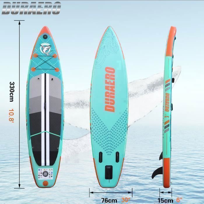 Inflatable Stand-Up Paddleboard, 330 x 76 x 15 cm, up to 150 kg, Mint Green