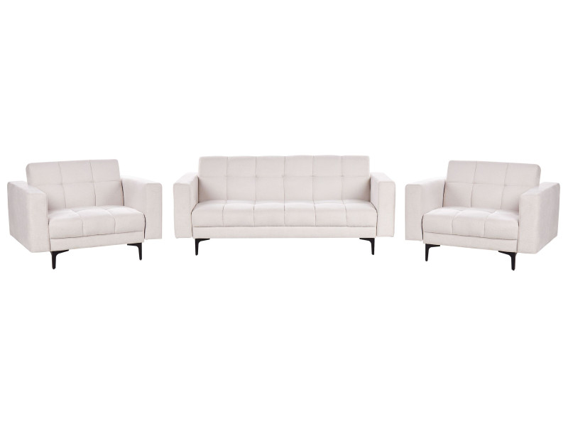 Zestaw wypoczynkowy sofa 2 fotele złamana biel