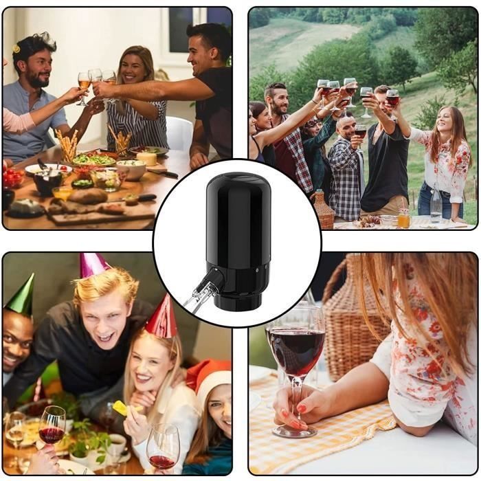 Decantador de vino eléctrico con aireador automático y dispensador de vino (negro) [136]