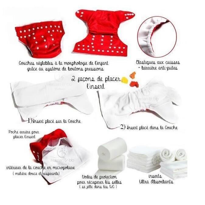 Conjunto com 7 fraldas laváveis tudo-em-um + 7 absorventes de microfibra