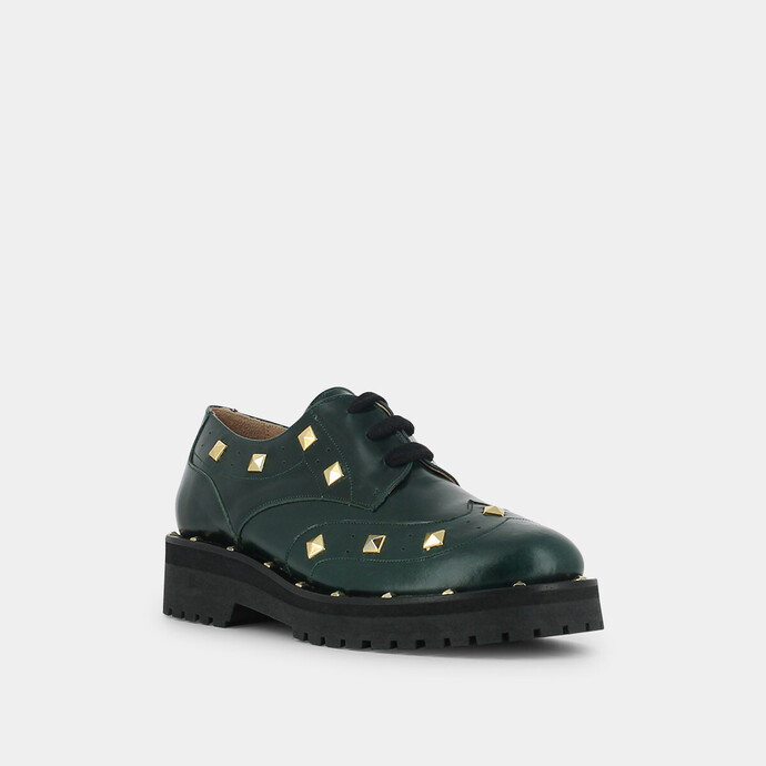 Derbies à clous  en cuir vert