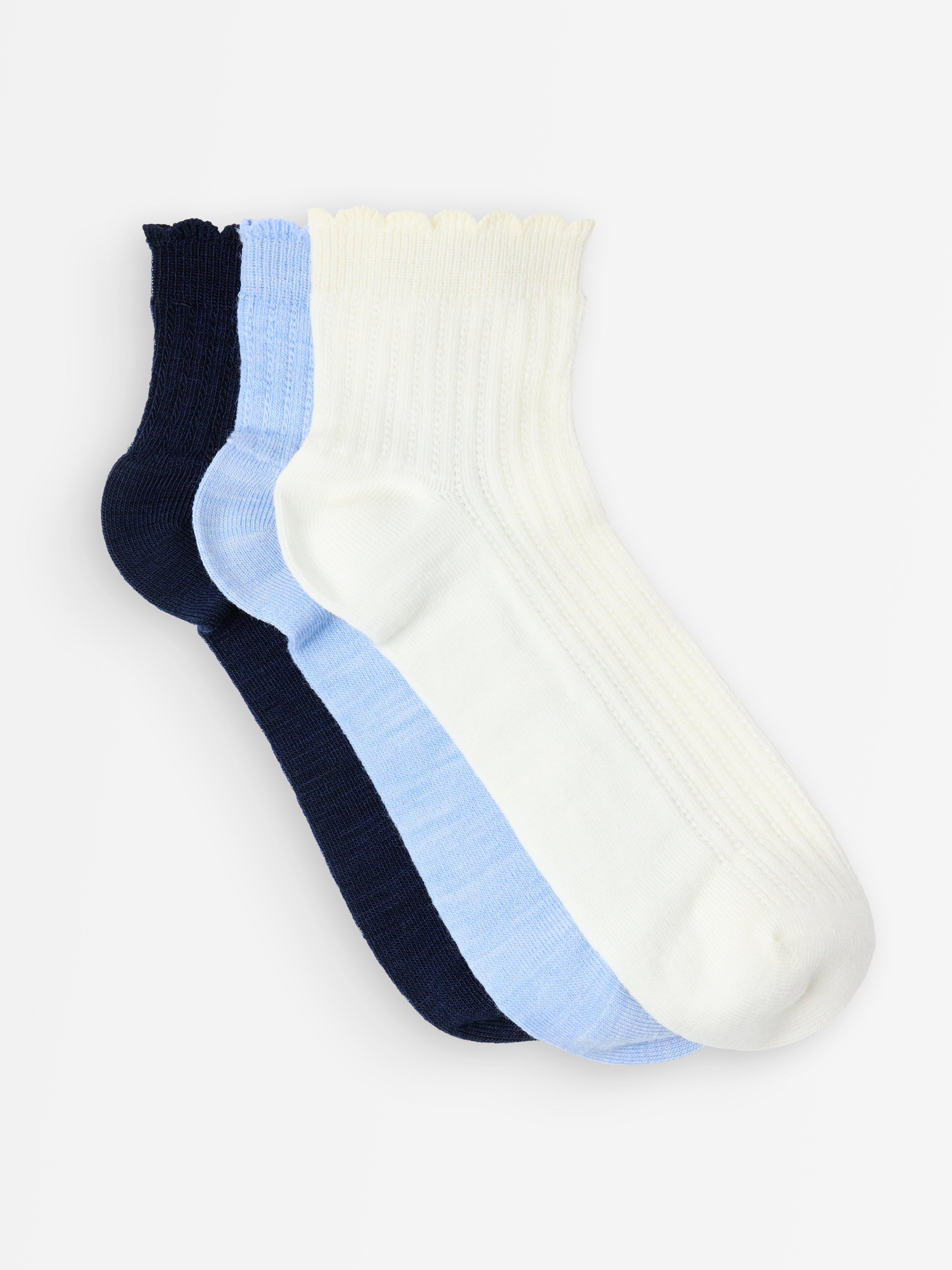 Conjunto de 3 pares de meias de cano alto em mistura de lã merino azul claro mesclado