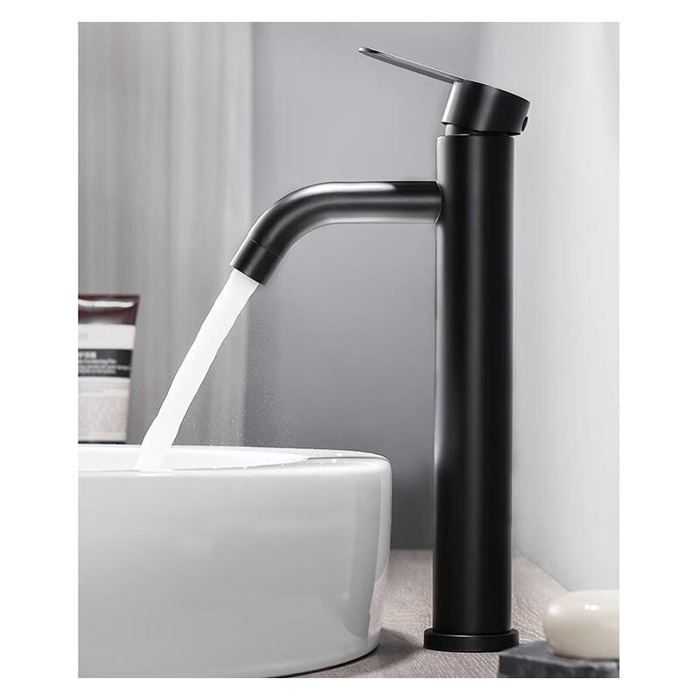 Grifo de baño - Grifo de baño - solo agua fría, negro - 30,5*13,7 cm - Conexión estándar de 3/8