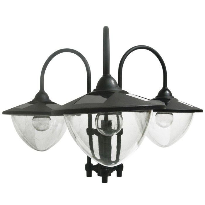 Black metal solar floor lamp IP44, garden lantern 60 x 55 x 189 cm with flower pot base - Decorative outdoor balcony lighting