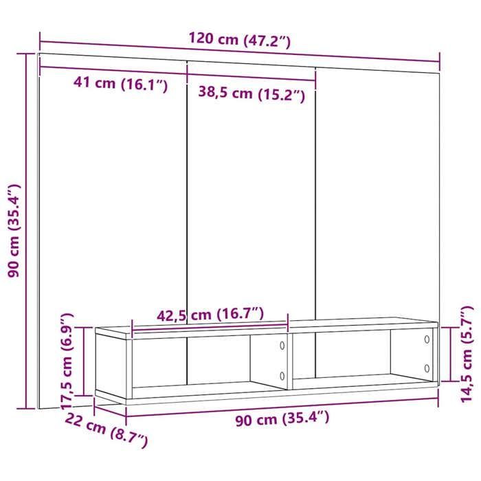 (TIL SALG) Vægmonteret TV-skab - Vægdesign - Højskab/Hi-Fi-enhed - Håndlavet eg 120x23,5x90 cm EU704344