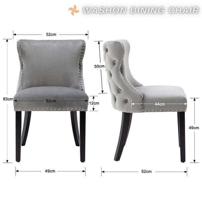 Conjunto de 4 cadeiras de jantar Wahson, cadeiras de cozinha com pés de madeira para restaurantes, veludo, cinza.