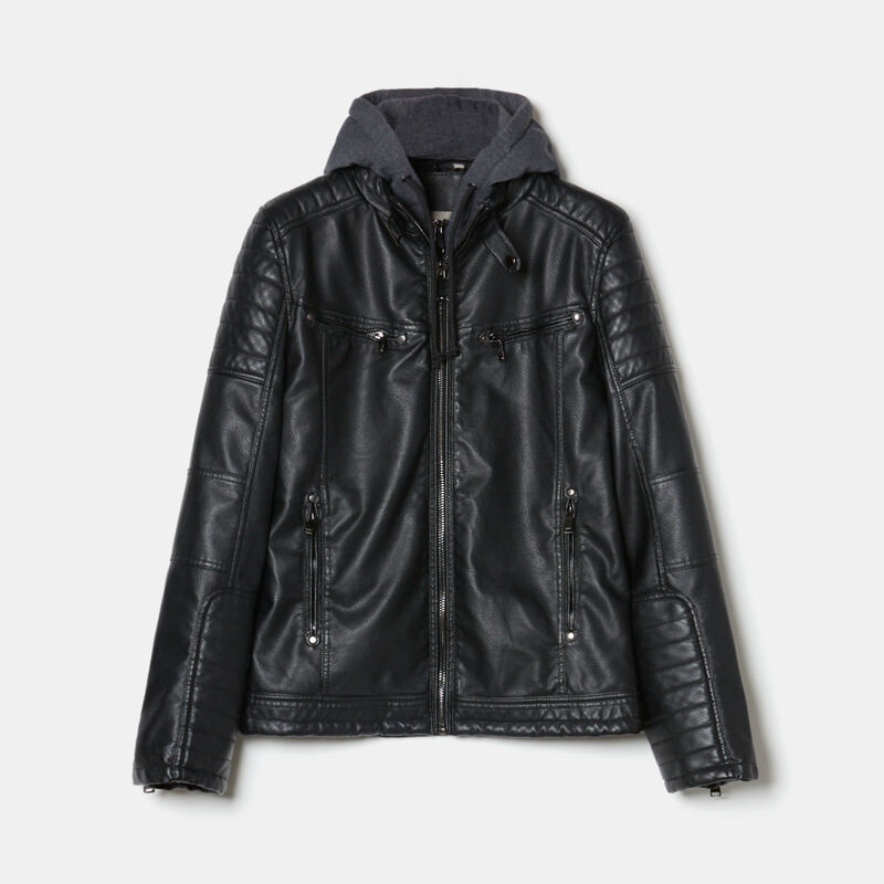 Giacca biker con cappuccio