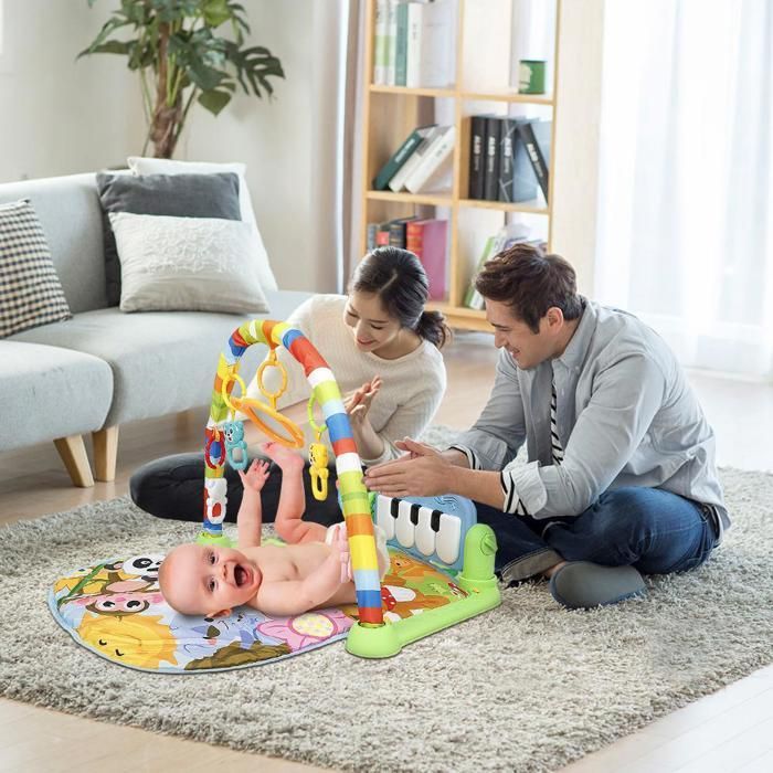 Alfombra de juegos para bebés MIPAN - Área para bebés - Alfombra de juegos para bebés con música y luces - 80×48×41cm - Verde