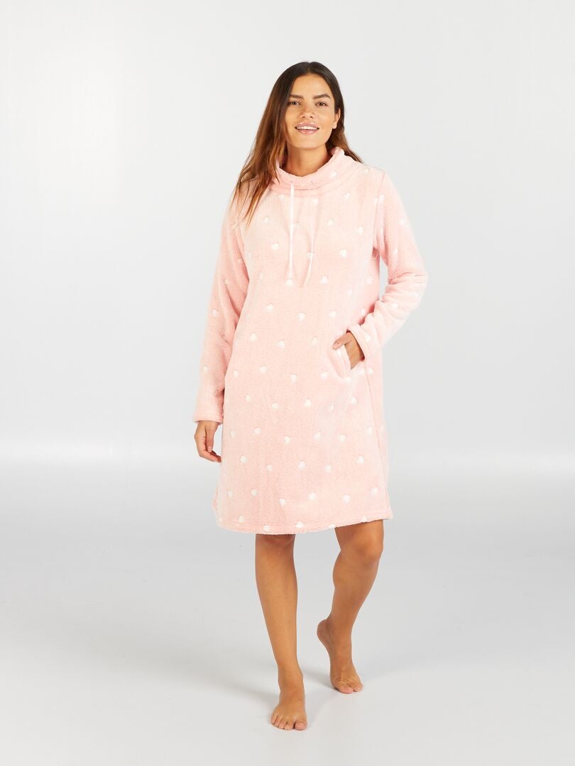 Fleece sweatshirt met hartjesmotief - ROZE