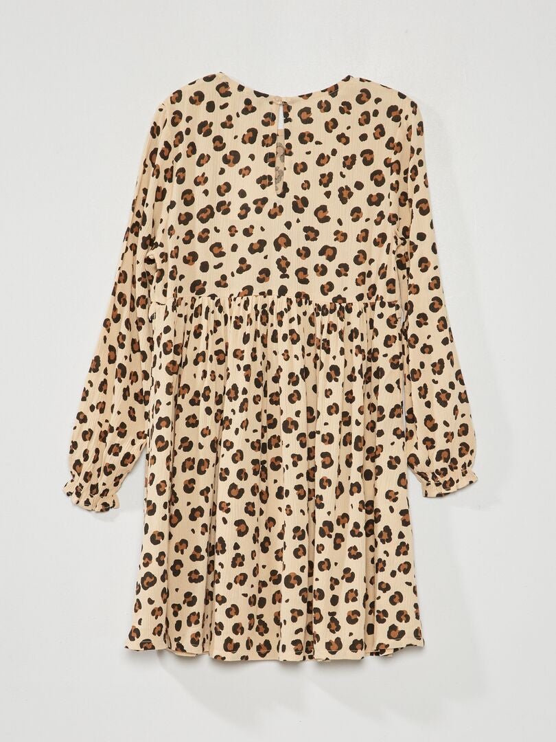 Zachte jurk met print - BEIGE