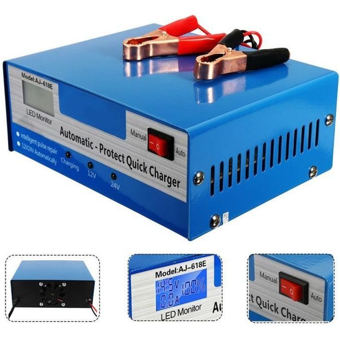 Chargeur de Batterie de Voiture - ONEVER - 12V/24V - Intelligent - 10A - Universel