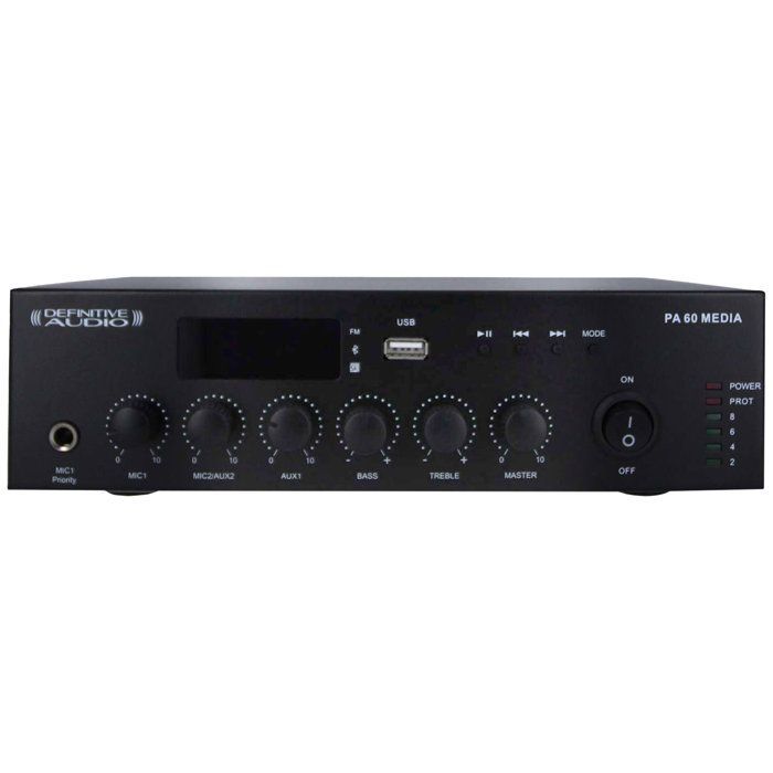 Amplificador/preamplificador Definitive Audio PA 60 MEDIA 100V para megafonía.