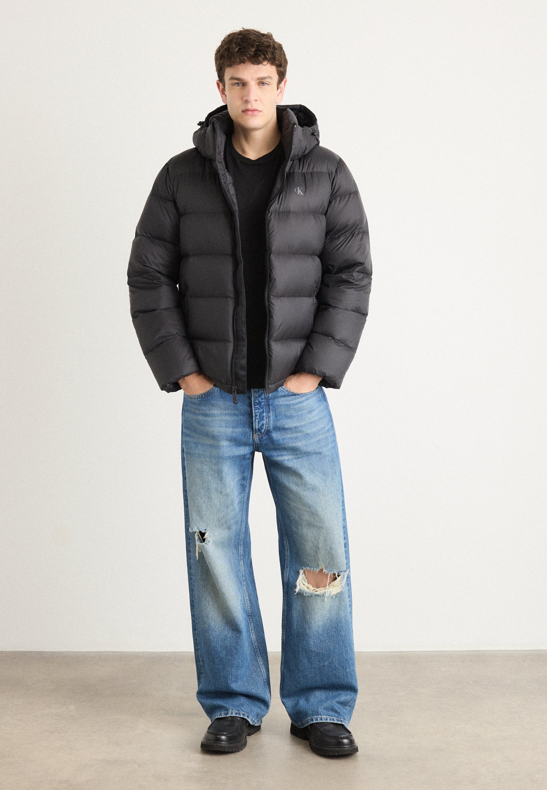 Calvin Klein Jeans afneembare capuchon - Donsjack - zwart