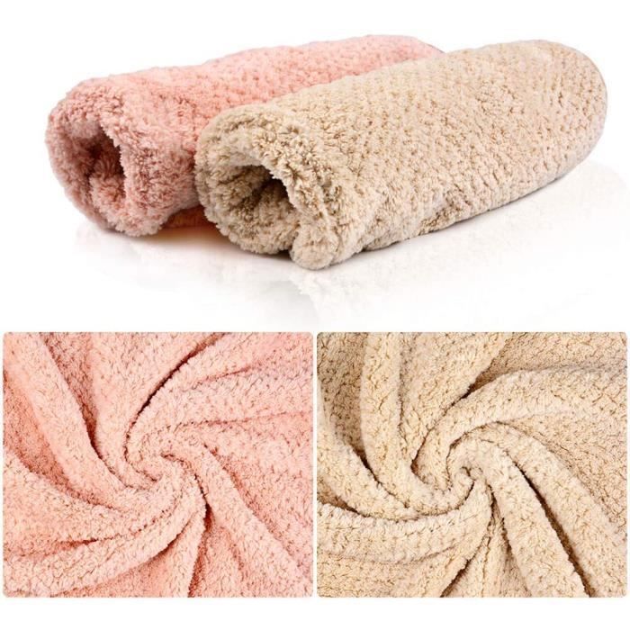 2PCS Serviettes pour cheveux secs-Cheveux Serviette - Serviette pour cheveux en microfibre douce - Cheveux Secs Rapidement