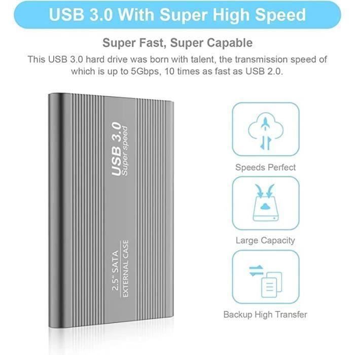 Disque dur externe - 4To- 4TB - USB 3.0 - Portable - Compatible Mac et PC