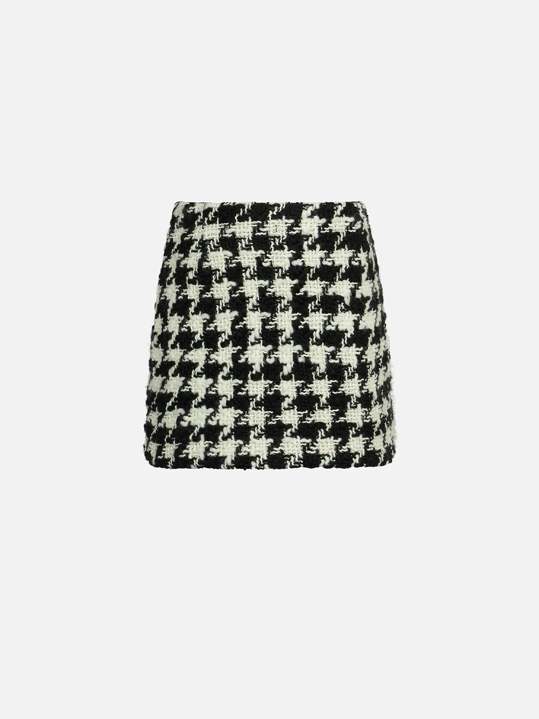 Meisjesrok van wol met franjes en pied-de-pouleprint