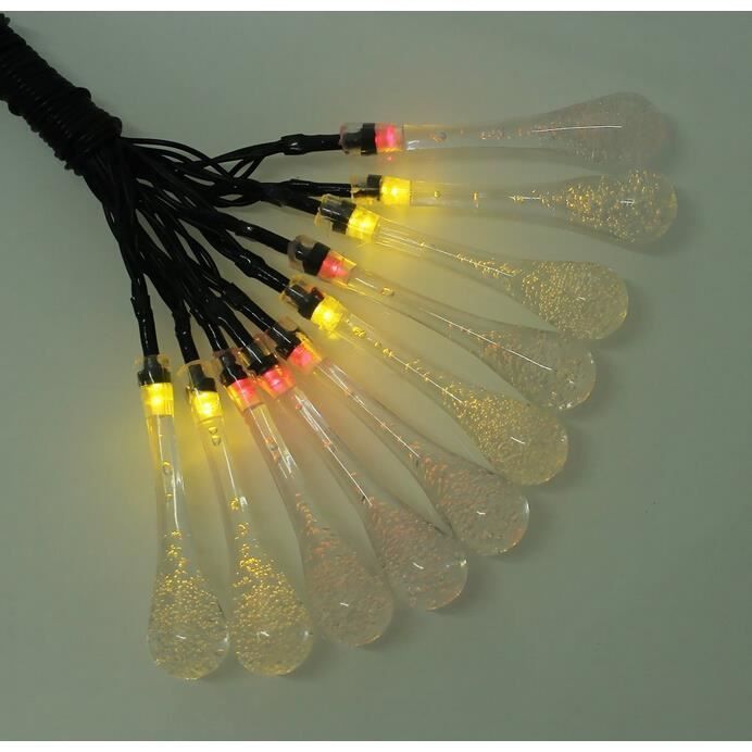 Guirnalda de luces solares RGB para exteriores de 5 m, 20 LED en forma de lágrima, decoración para jardín, Navidad, boda, fiesta, Halloween.