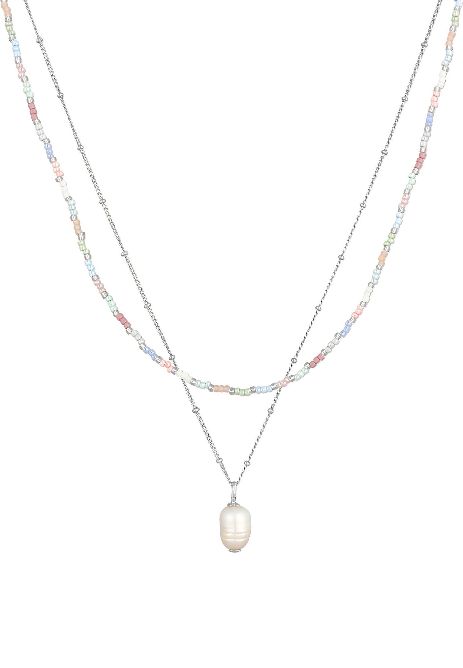 Elli Femmes Perles de verre Baroque Couches avec Perle de Culture d'Eau Douce en Argent Sterling 925